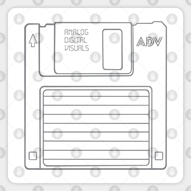 Floppy Disk (Gray Lines) Analog / Computer Magnet by Analog Digital Visuals